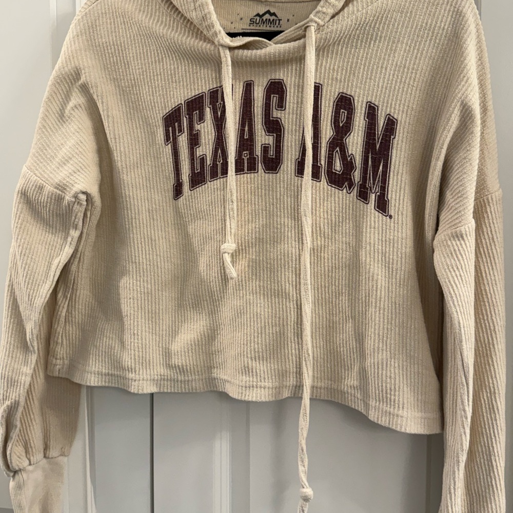 Texas A&M Cream Cropped Hoodie